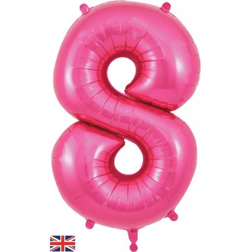 34" Number 8 Pink Foil Balloon