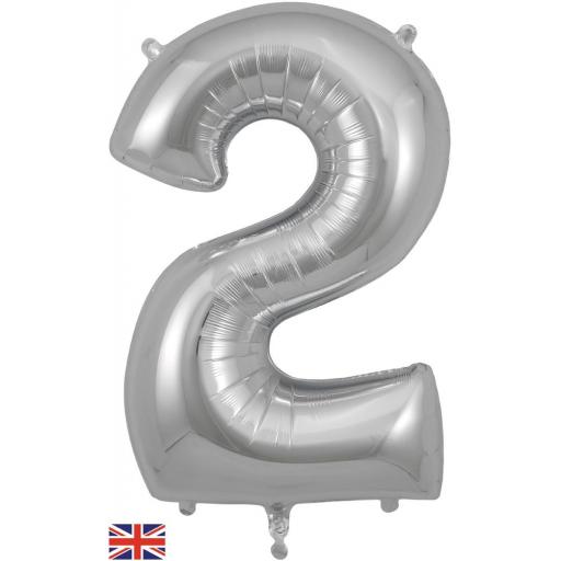 34" Number 2 Silver Balloon