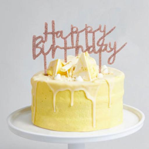 Rose Gold Glitter Acrylic Happy Birthday Cake Topper
