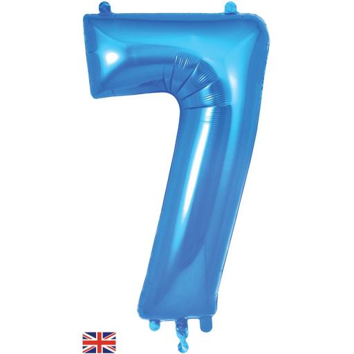 34" Number 7 Blue Foil Balloon