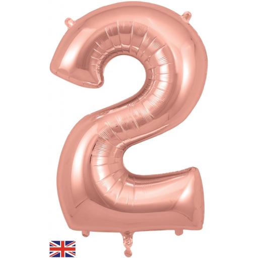 34" Number 2 Rose Gold Balloon