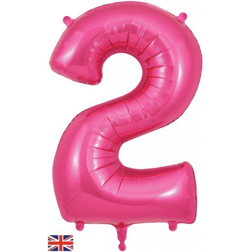 34" Number 2 Pink Foil Balloon