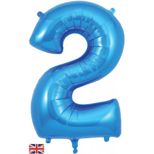 34" Number 2 Blue Balloon
