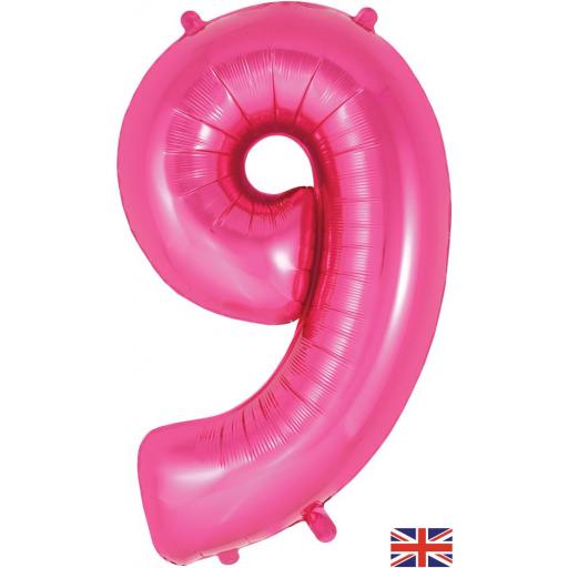 34" Number 9 Pink Foil Balloon