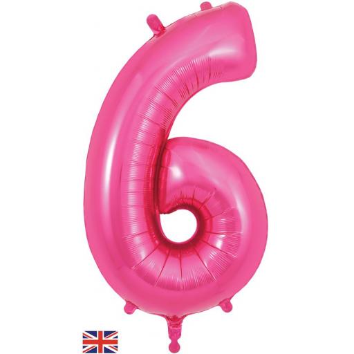 34" Number 6 Pink Foil Balloon