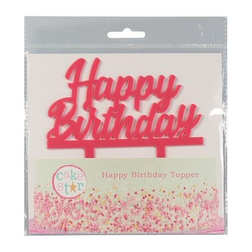 Birthday Cake Topper Pink Plastic