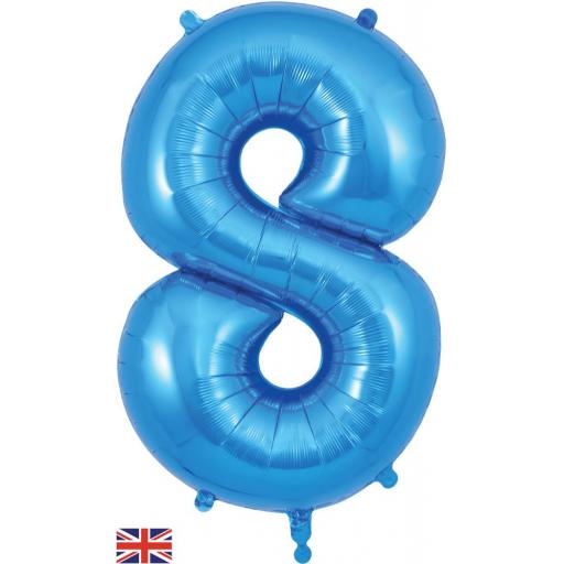 34" Number 8 Blue Foil Balloon