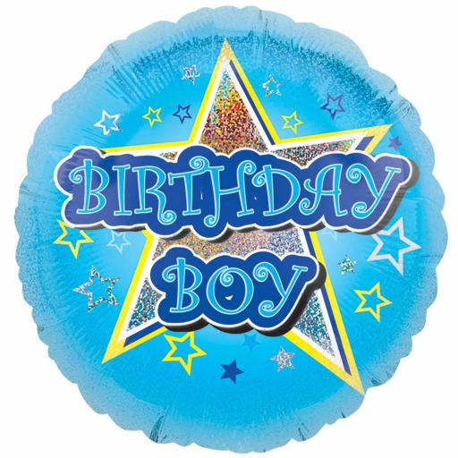 Blue Stars Birthday Standard Holographic Foil Balloon