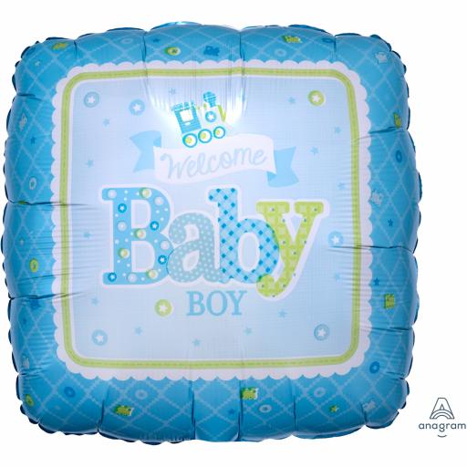 Welcome Baby Boy Train Foil Balloon