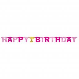 1st Birthday Girl Large Pink Foil Letter Banners 2.13m.jpg