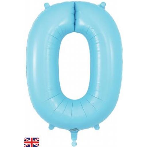 34" Number 0 Blue Matte Foil Balloon