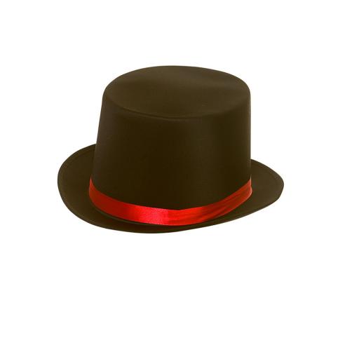 Satin Top Hat with Red Satin Band