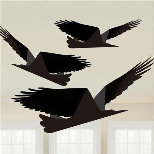 Paper Raven On String Hangin Decoration