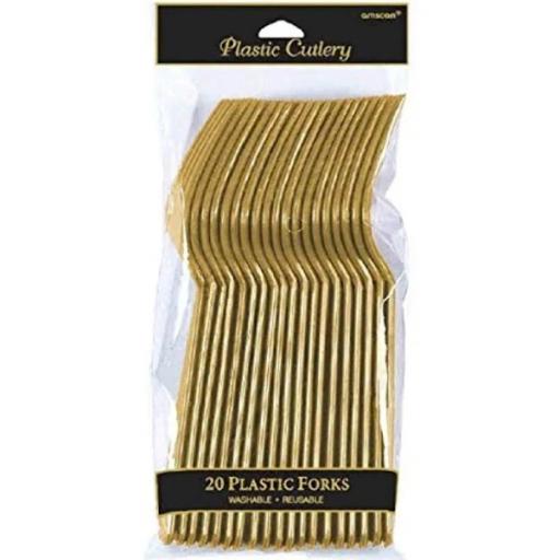 Plastic Cutlery 20 Gold Forks