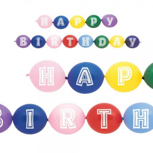 Happy Birthday 12Inch Latex Linking Balloons 14 Ct