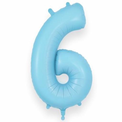 34 " Number 6 Matte Blue Foil Balloon