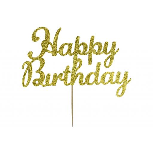 Cake Topper Happy Birthday-Gold