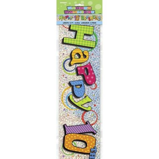 10th Happy Birthday Holographic Banner 3.65 M Long