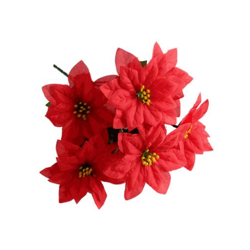 Artificial Red Poinsettia Bush - Red