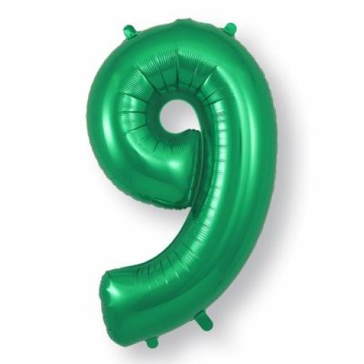 34" Number 9 Green Foil Balloon