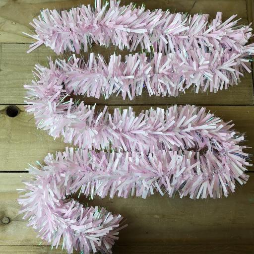 200cm x 10cm baby pink/white/iris tinsel