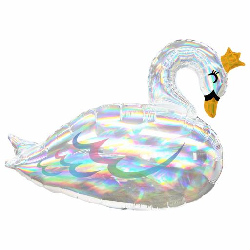 Swan Holographic Iridescent  Foil Balloon 29in