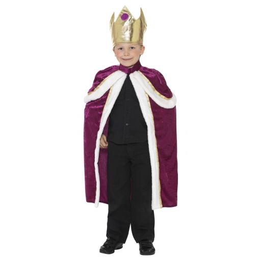 Kiddy King/Queen Costume, Purple, with Robe & Crown L