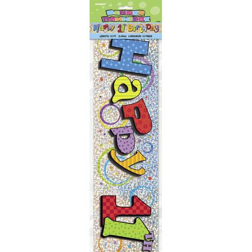 11th Happy Birthday Holographic Banner 2.7 M Long