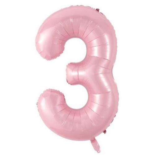 34"Number3 Baby Pink Foil Balloon