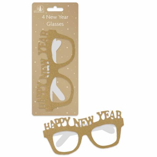 Fun New Year Board Glasses - 4 Pack