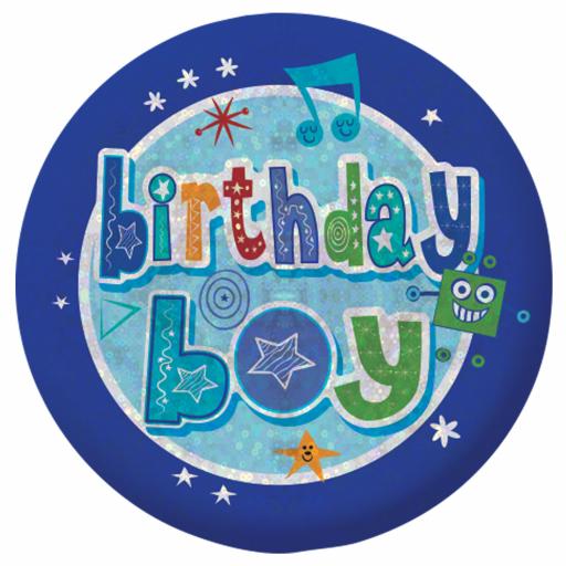 Happy Birthday Boy Holographic Badges 5.5cm