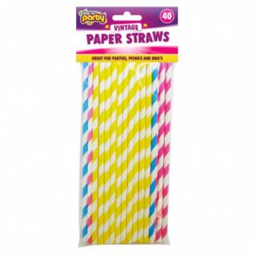 Time to Party 40 Vintage Paper Straws Time to Party 40 Vintage Paper Straws