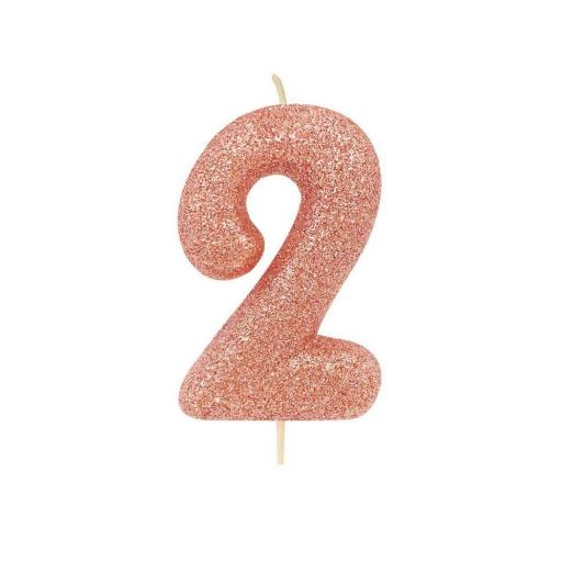Anniversary House AHC50/5 Rose Gold Number 5 Glitter Candle 