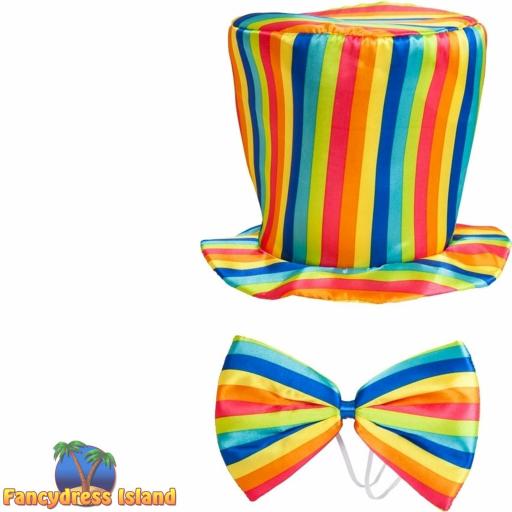 Rainbow Top Hat & Bow Tie