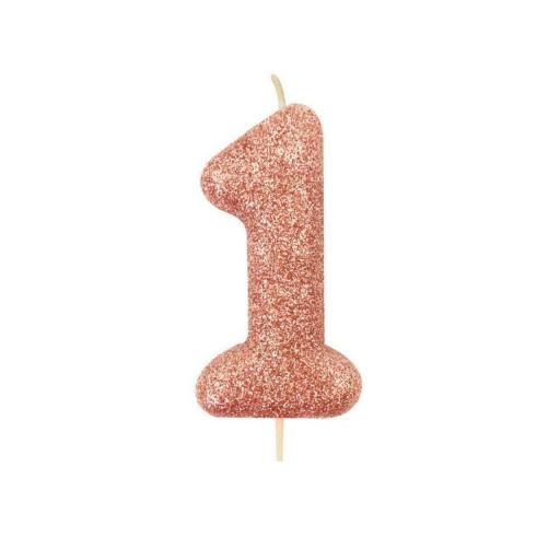 Rose Gold Glitter Number Candle 1