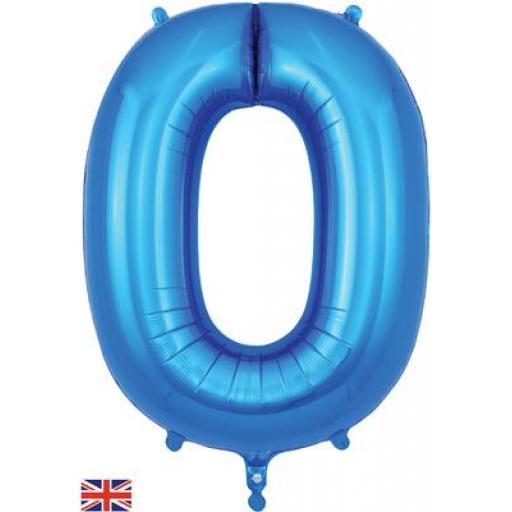 34" Number 0 Blue Foil Balloon