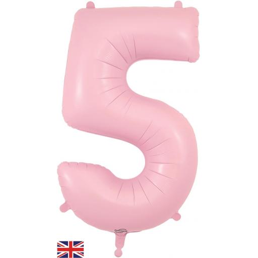 34"Number 5 Matte Pink Foil Balloon