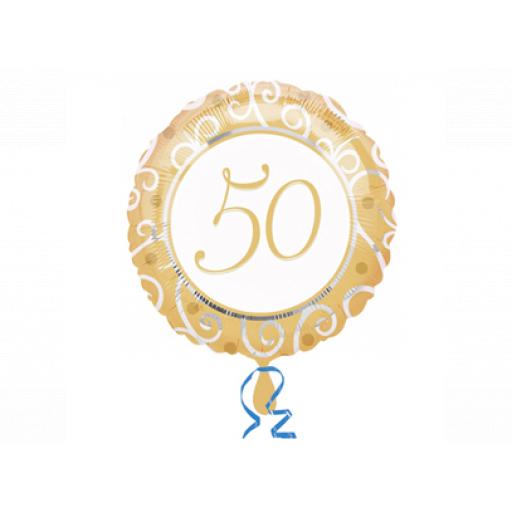 18 Inch Circle Foil Balloon - 50th Anniversary
