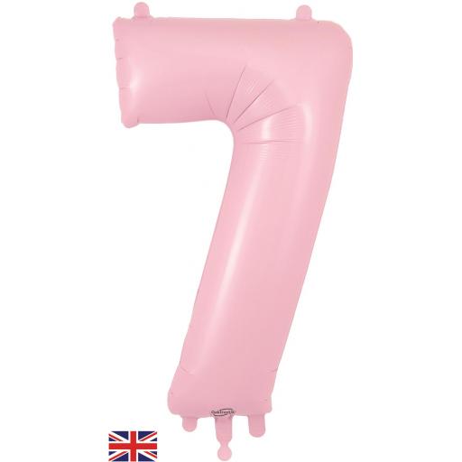 34"Number 7 Matte Pink Foil Balloon