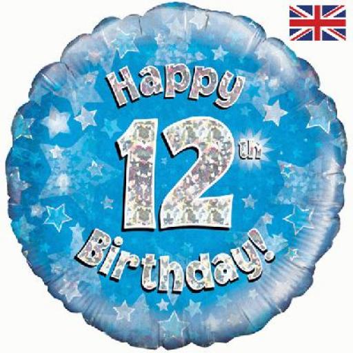 18″ Happy 12th Birthday Blue Foil