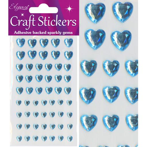Eleganza Craft Stickers Mixed Diamante hearts 6mm-10mm Pearl Blue