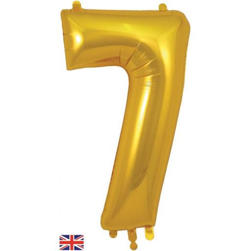 34" Number 7 Gold Foil Balloon