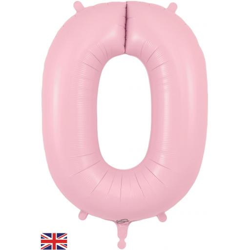 34" Number 0 Pink Matte Foil Balloon