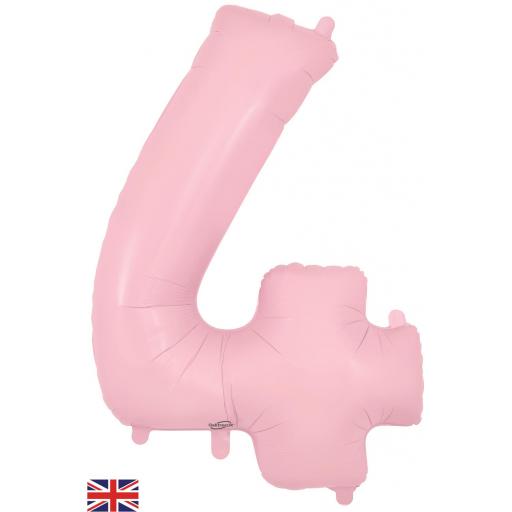 34"Number 4 Matte Pink Foil Balloon