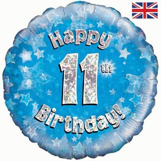 18″ Happy 11th Birthday Blue Foil