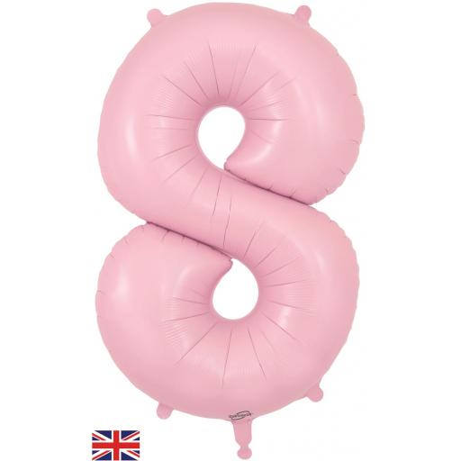 34" Number 8 Matte Pink Foil Balloon