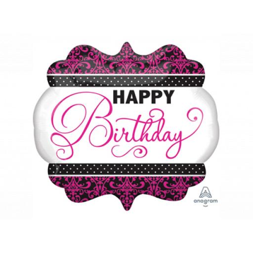 Anagram Supershape Foil Balloon - Black Pink & White Birthday