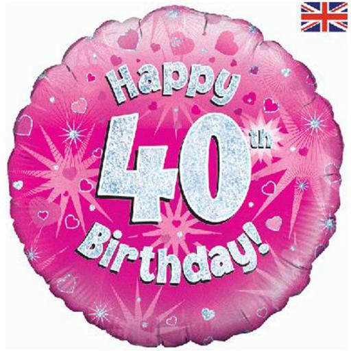 Oaktree 18″ RND Pink 40th Birthday