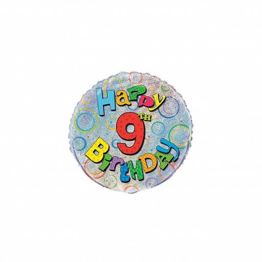 18" Foil Prism Happy 9th Birthday Balloon