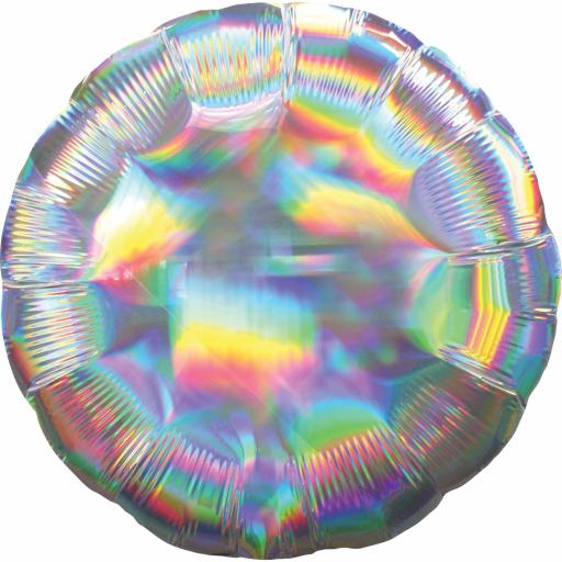 Silver Iridescent Circle Standard HX Packaged Foil Balloons